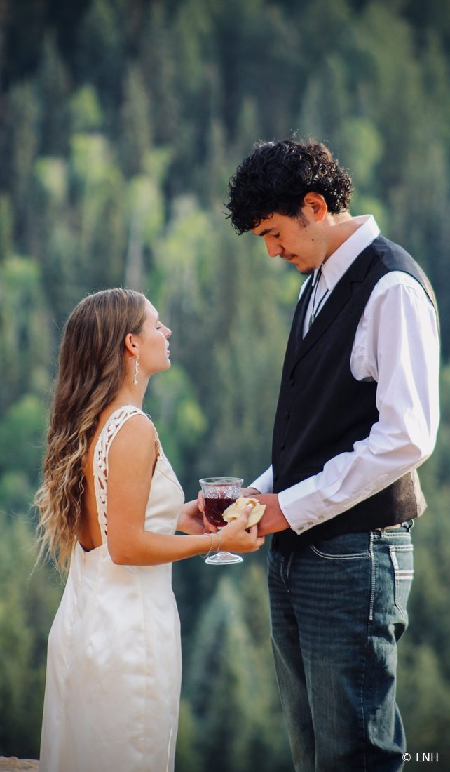 A couple together during their ceremony